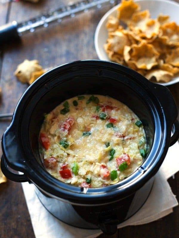 Skinny Crab and Artichoke Dip - just 75 calories for this creamy, delicious appetizer! | pinchofyum.com