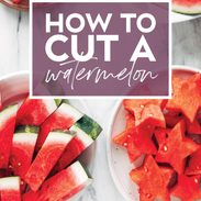 Image of watermelon with text on how to cut.