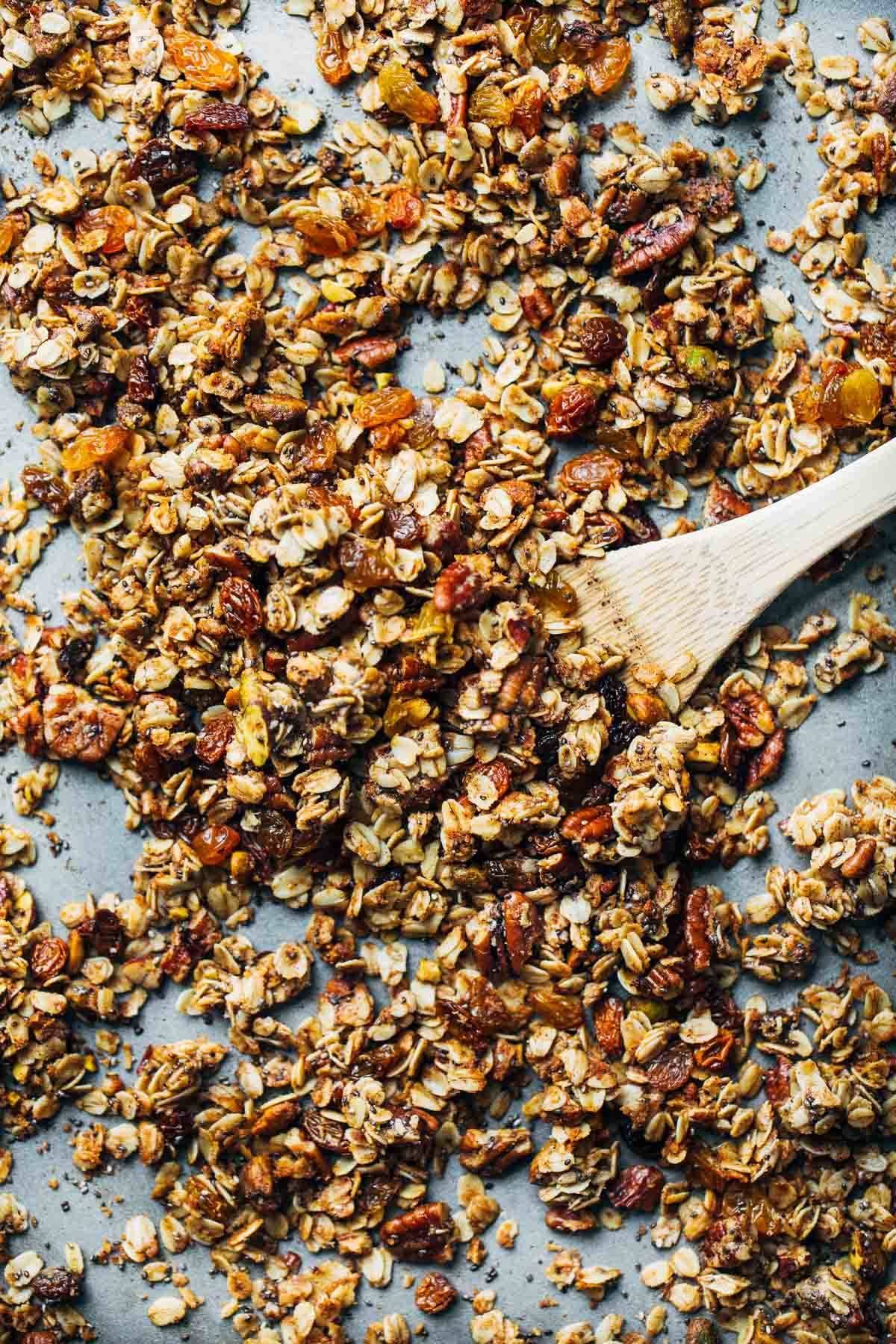 Favorite Coconut Oil Granola on a pan.